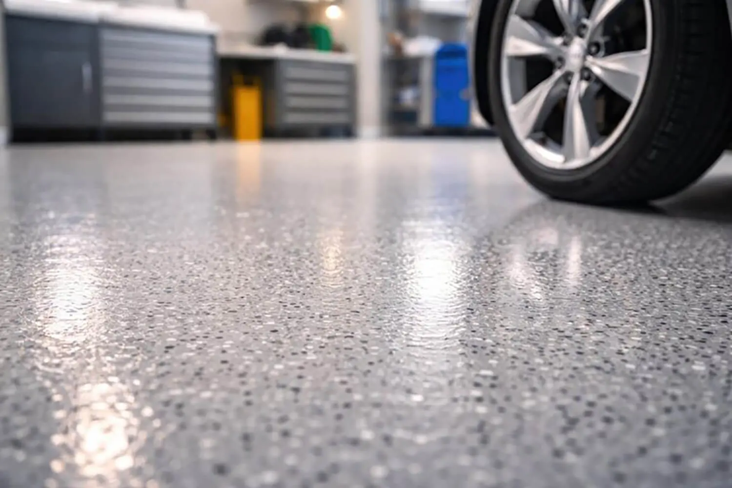 Epoxy garage floor surface in a clean residential garage, illustrating is spring the right time for epoxy garage floors in Whitby